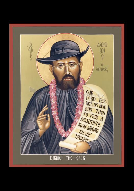 St. Damien the Leper - Holy Card by Br. Robert Lentz, OFM - Trinity Stores