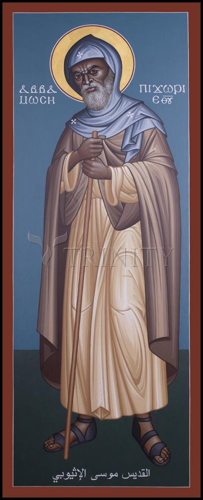 St. Moses the Ethiopian - Wood Plaque by Br. Robert Lentz, OFM - Trinity Stores