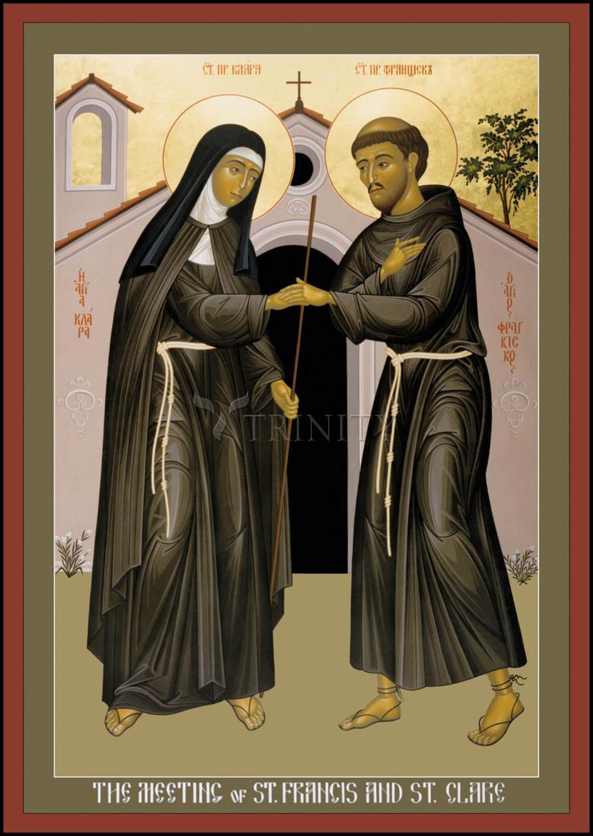 Meeting of Sts. Francis and Clare - Wood Plaque by Br. Robert Lentz, OFM - Trinity Stores