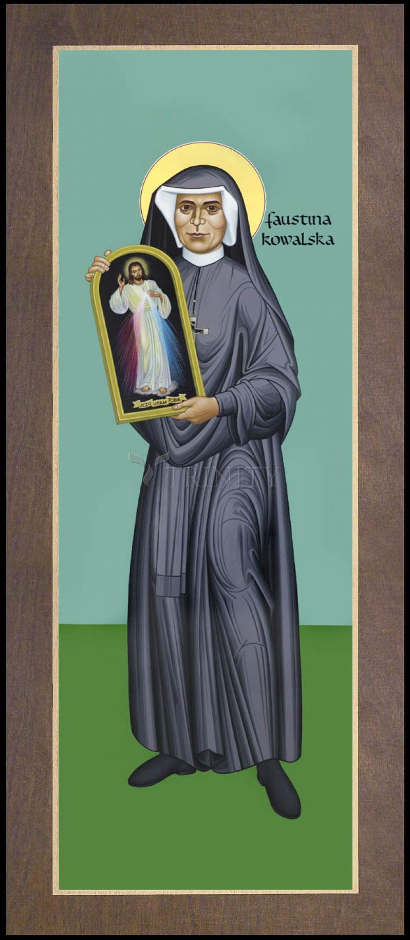 St. Faustina Kowalska - Wood Plaque Premium by Br. Robert Lentz, OFM - Trinity Stores
