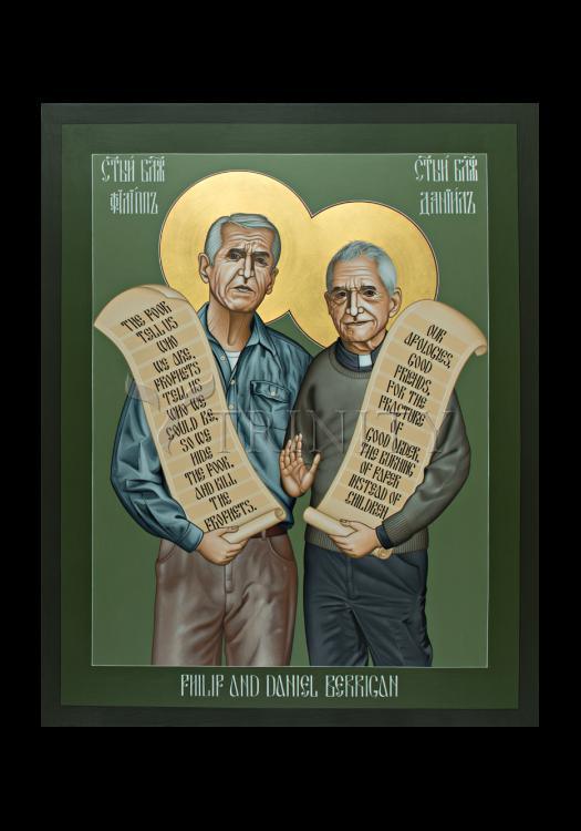 Philip and Daniel Berrigan - Holy Card by Br. Robert Lentz, OFM - Trinity Stores