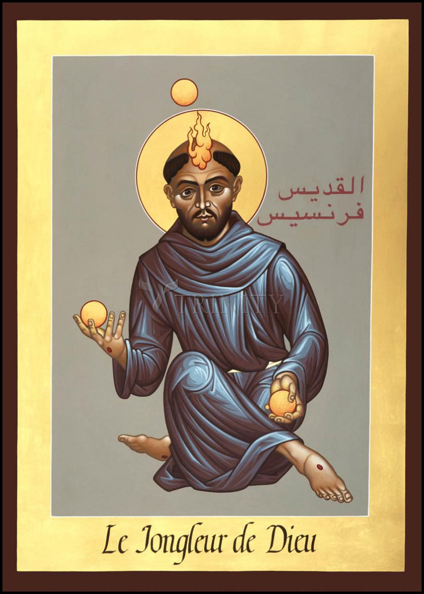 St. Francis, Jongleur de Dieu - Wood Plaque by Br. Robert Lentz, OFM - Trinity Stores