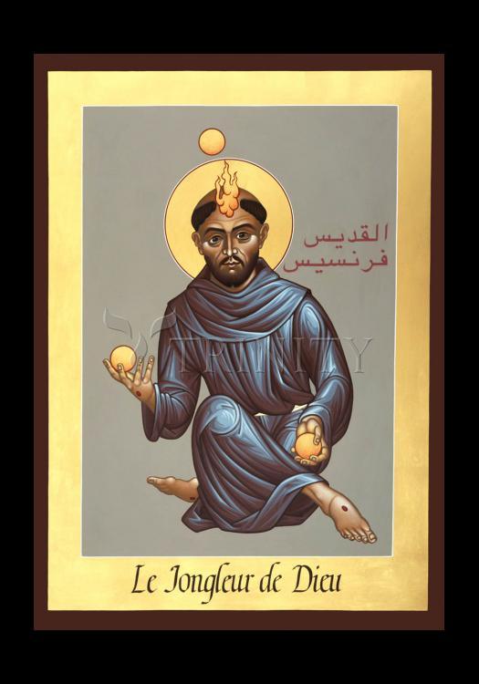 St. Francis, Jongleur de Dieu - Holy Card by Br. Robert Lentz, OFM - Trinity Stores