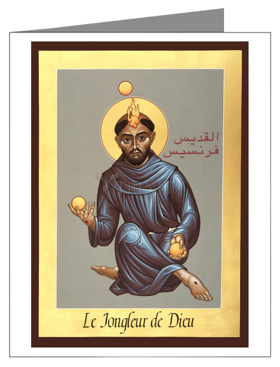 St. Francis, Jongleur de Dieu - Note Card Custom Text by Br. Robert Lentz, OFM - Trinity Stores