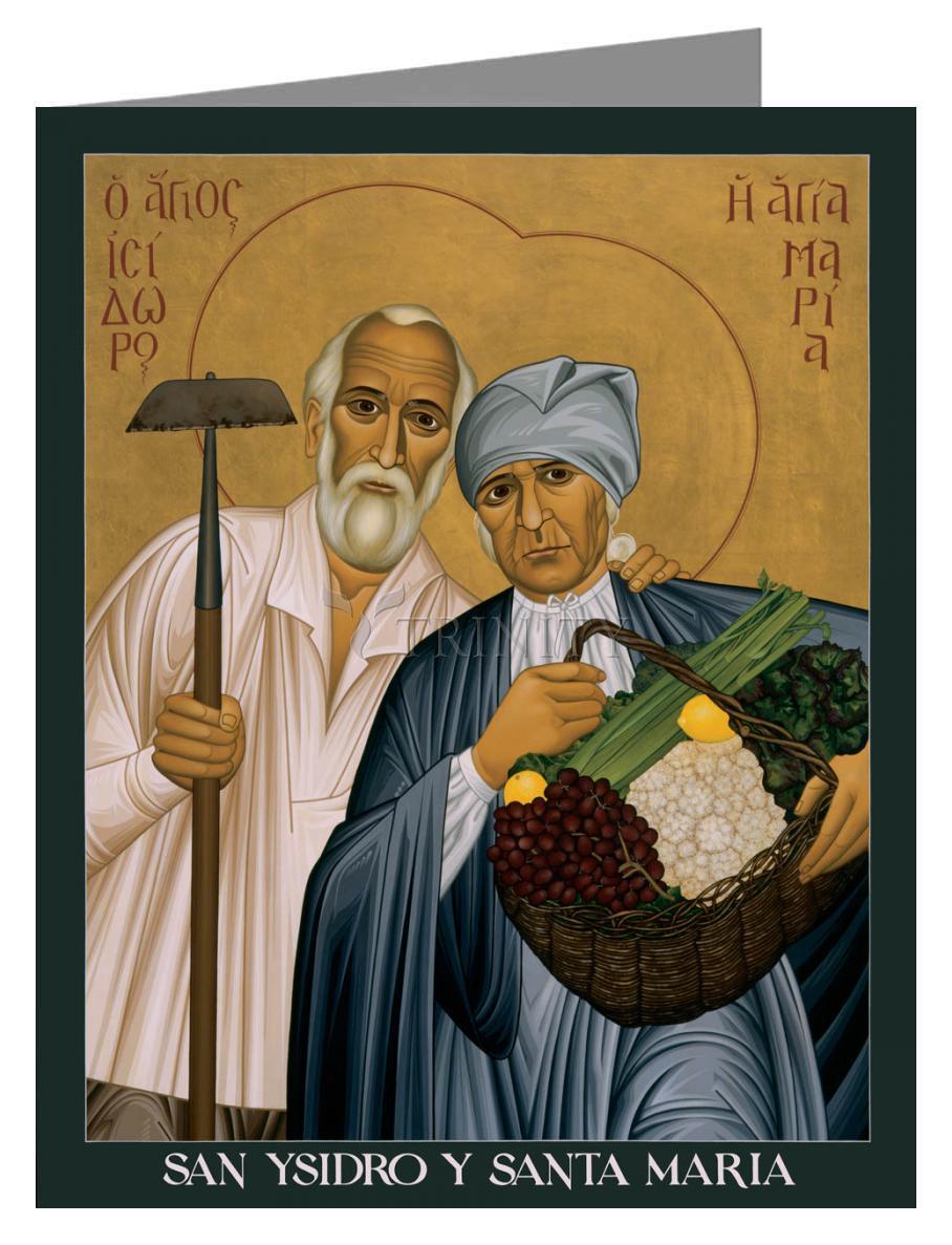 Sts. Isidore and Maria - Note Card by Br. Robert Lentz, OFM - Trinity Stores
