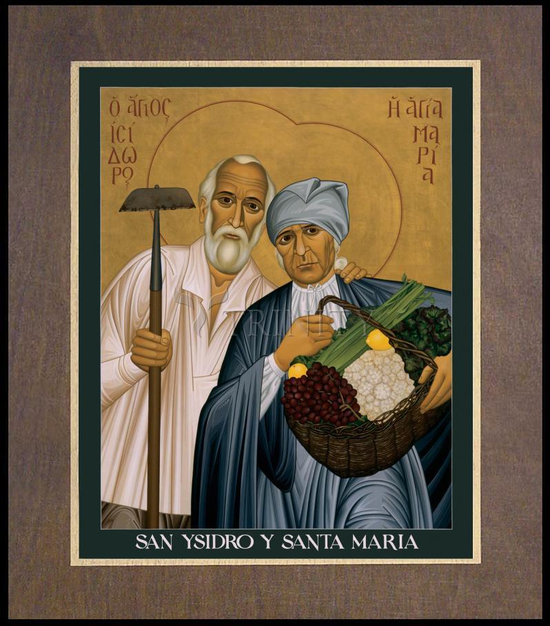 Sts. Isidore and Maria - Wood Plaque Premium by Br. Robert Lentz, OFM - Trinity Stores