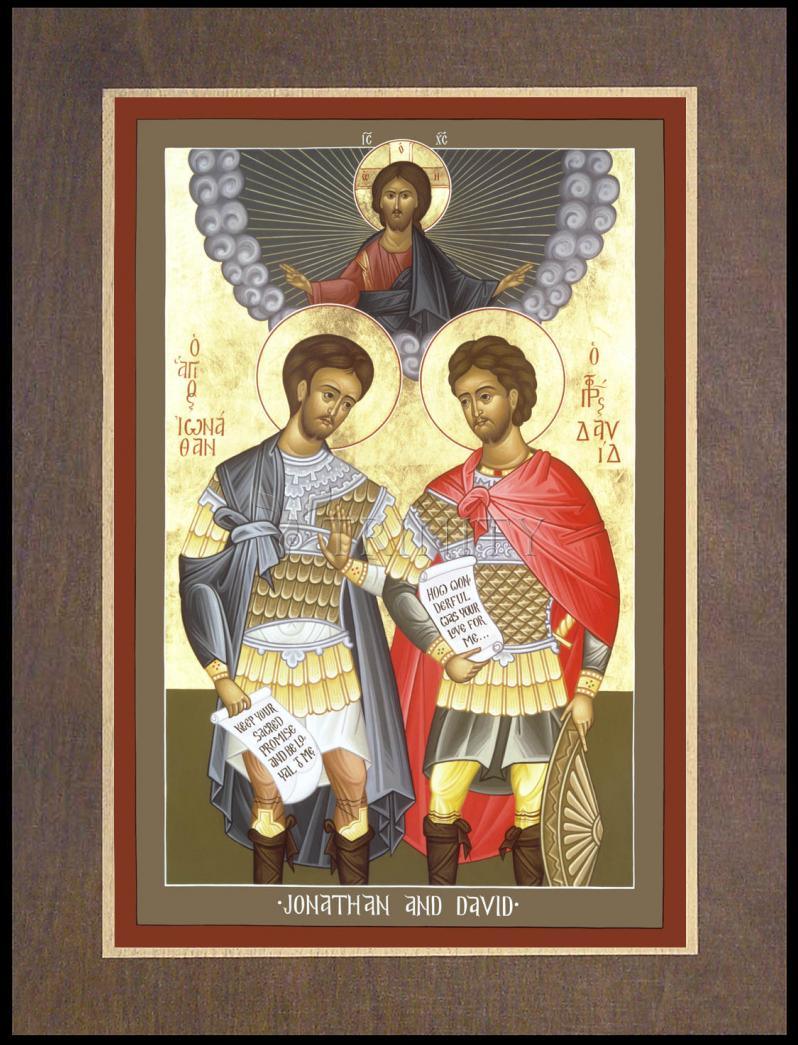 Jonathan and David - Wood Plaque Premium by Br. Robert Lentz, OFM - Trinity Stores