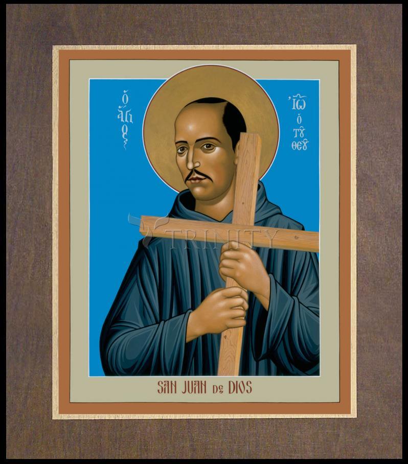 St. John of God - Wood Plaque Premium by Br. Robert Lentz, OFM - Trinity Stores