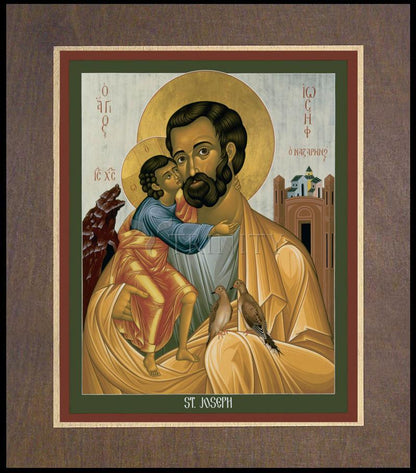 St. Joseph of Nazareth - Wood Plaque Premium by Br. Robert Lentz, OFM - Trinity Stores