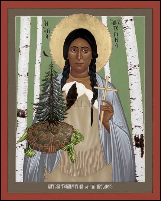 St. Kateri Tekakwitha of the Iroquois - Wood Plaque by Br. Robert Lentz, OFM - Trinity Stores