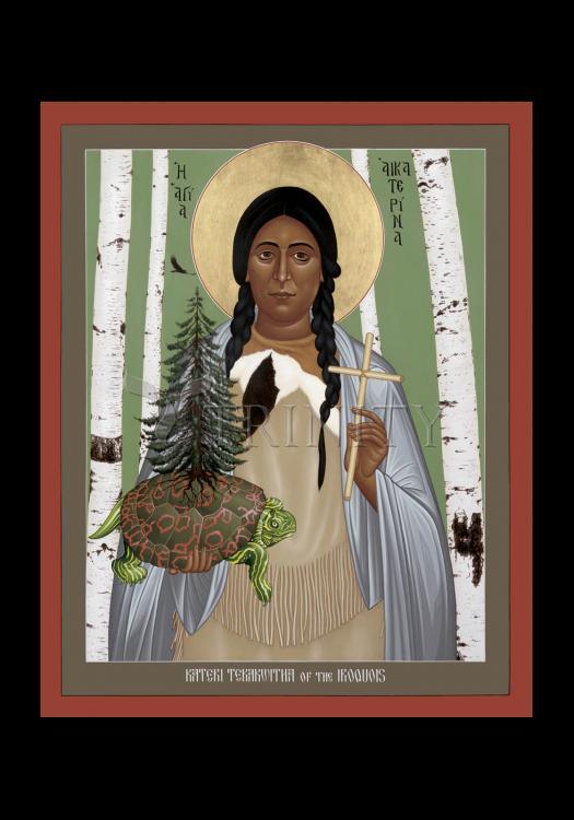 St. Kateri Tekakwitha of the Iroquois - Holy Card by Br. Robert Lentz, OFM - Trinity Stores
