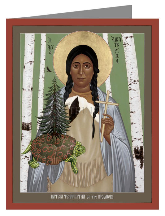 St. Kateri Tekakwitha of the Iroquois - Note Card Custom Text by Br. Robert Lentz, OFM - Trinity Stores