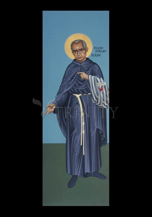 St. Maximilian Kolbe - Holy Card by Br. Robert Lentz, OFM - Trinity Stores