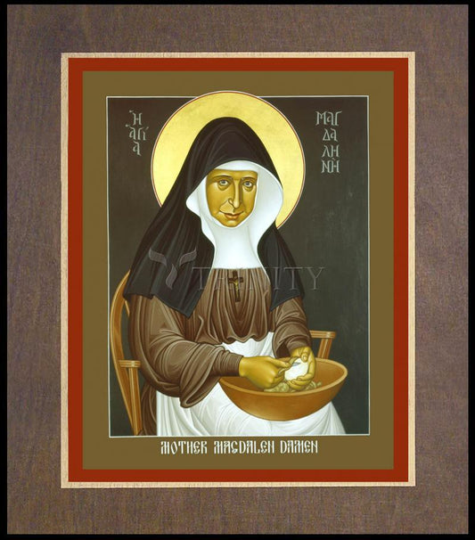 Mother Magdalen Damen - Wood Plaque Premium by Br. Robert Lentz, OFM - Trinity Stores