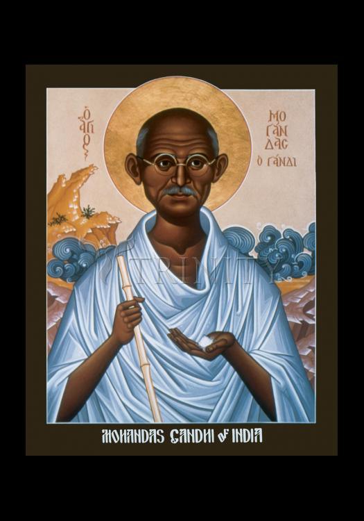 Mohandas Gandhi - Holy Card by Br. Robert Lentz, OFM - Trinity Stores