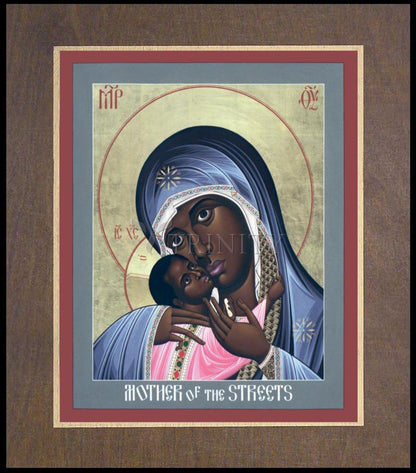 Mother of God: Mother of the Streets - Wood Plaque Premium by Br. Robert Lentz, OFM - Trinity Stores
