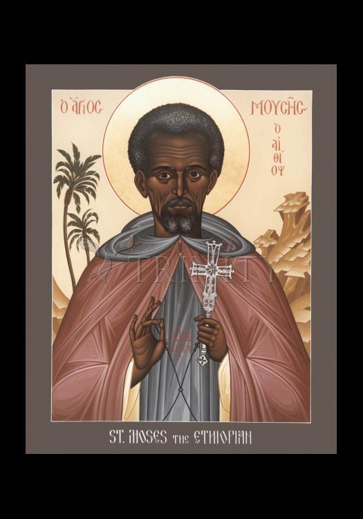 St. Moses the Ethiopian - Holy Card by Br. Robert Lentz, OFM - Trinity Stores