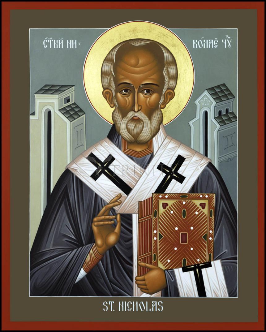 St. Nicholas of Myra - Wood Plaque by Br. Robert Lentz, OFM - Trinity Stores