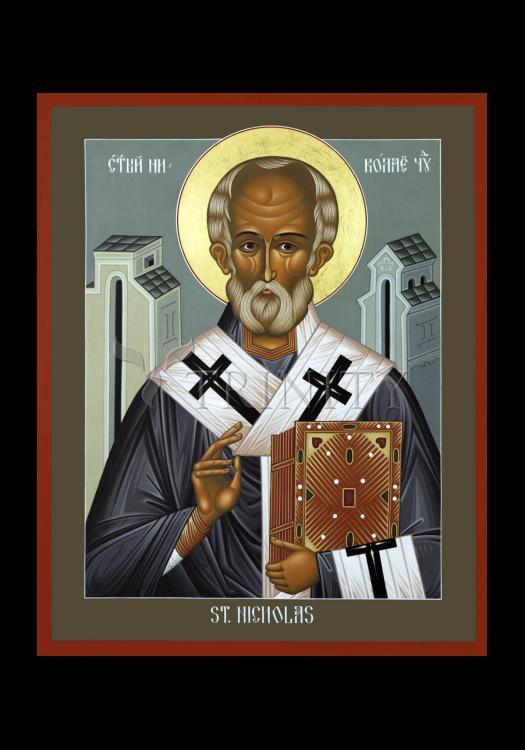 St. Nicholas of Myra - Holy Card by Br. Robert Lentz, OFM - Trinity Stores