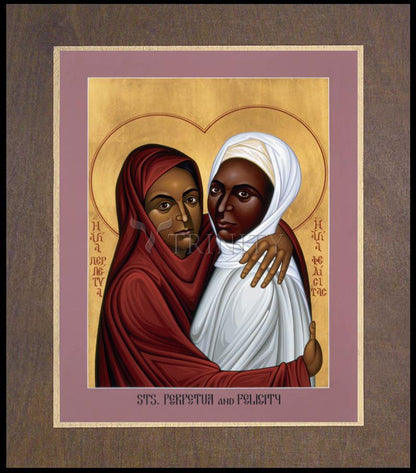 Sts. Perpetua and Felicity - Wood Plaque Premium by Br. Robert Lentz, OFM - Trinity Stores