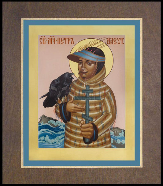St. Peter the Aleut - Wood Plaque Premium by Br. Robert Lentz, OFM - Trinity Stores