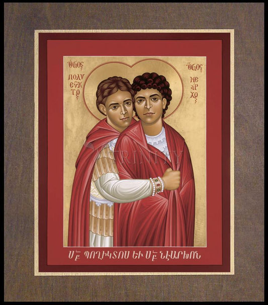 Sts. Polyeuct and Nearchus - Wood Plaque Premium by Br. Robert Lentz, OFM - Trinity Stores
