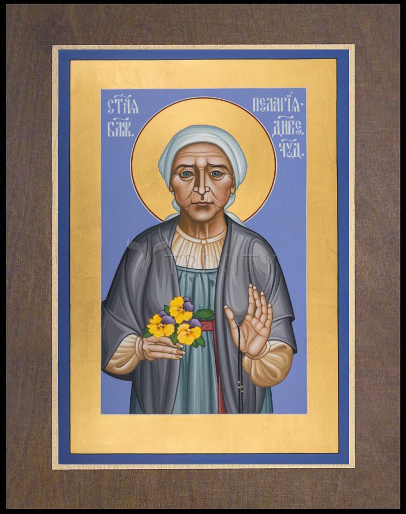 St. Pelagia of Diveyevo - Wood Plaque Premium by Br. Robert Lentz, OFM - Trinity Stores