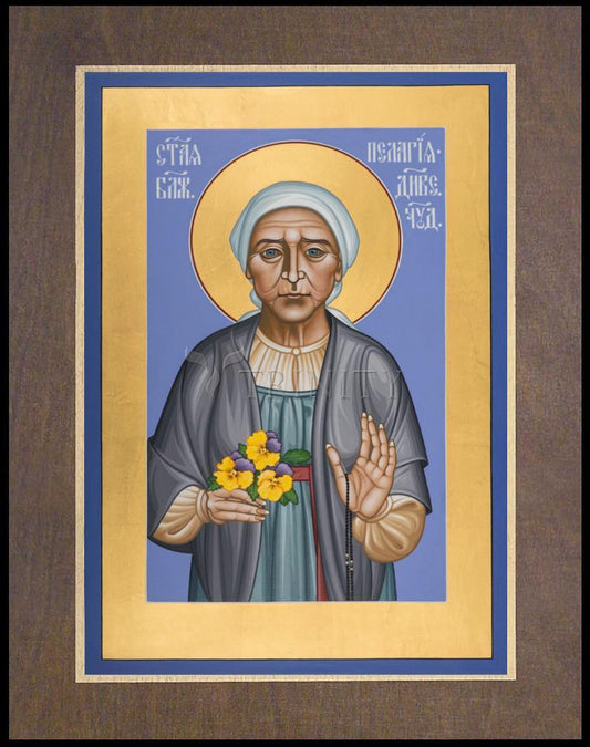 St. Pelagia of Diveyevo - Wood Plaque Premium by Br. Robert Lentz, OFM - Trinity Stores
