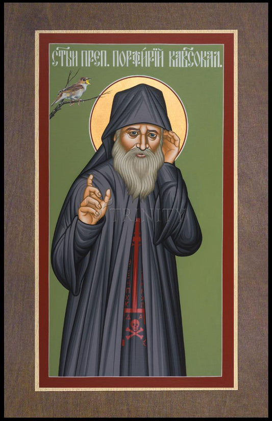 St. Porphyrios of Kavsokalyvia - Wood Plaque Premium by Br. Robert Lentz, OFM - Trinity Stores