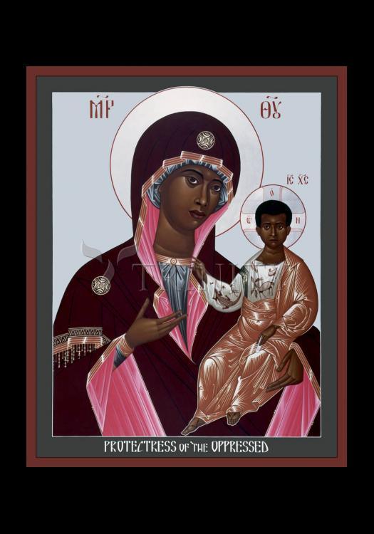 Mother of God: Protectress of the Oppressed - Holy Card by Br. Robert Lentz, OFM - Trinity Stores