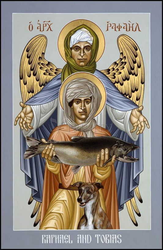 St. Raphael and Tobias - Wood Plaque by Br. Robert Lentz, OFM - Trinity Stores