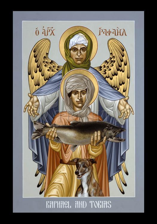 St. Raphael and Tobias - Holy Card by Br. Robert Lentz, OFM - Trinity Stores