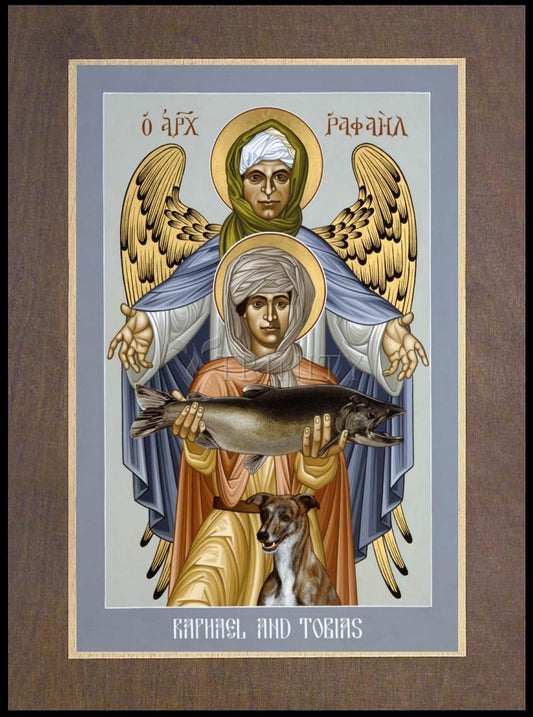 St. Raphael and Tobias - Wood Plaque Premium by Br. Robert Lentz, OFM - Trinity Stores