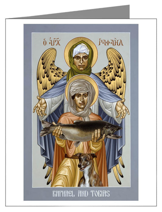 St. Raphael and Tobias - Note Card by Br. Robert Lentz, OFM - Trinity Stores