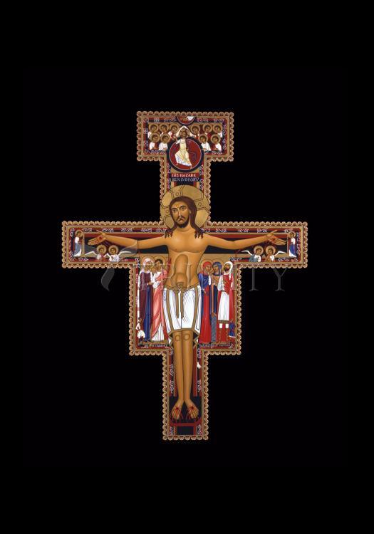 San Damiano Crucifix - Holy Card by Br. Robert Lentz, OFM - Trinity Stores