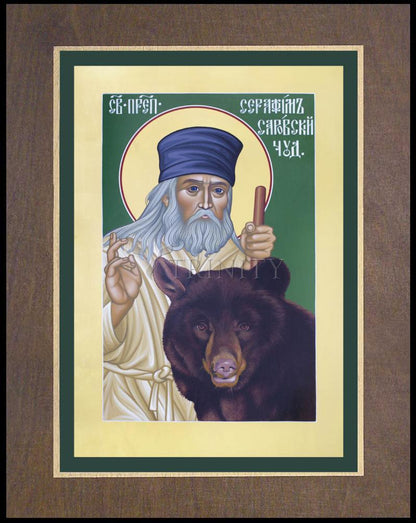 St. Seraphim of Sarov - Wood Plaque Premium by Br. Robert Lentz, OFM - Trinity Stores
