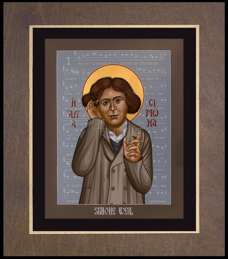 Simone Weil - Wood Plaque Premium by Br. Robert Lentz, OFM - Trinity Stores
