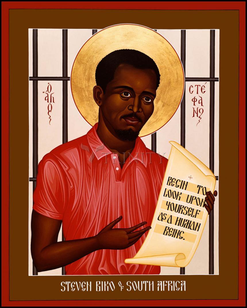 Stephen Biko of South Africa - Wood Plaque by Br. Robert Lentz, OFM - Trinity Stores