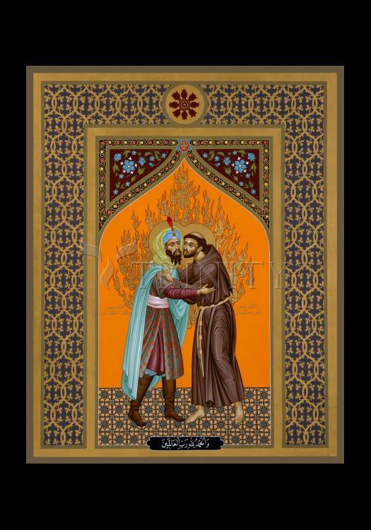 St. Francis and the Sultan - Holy Card by Br. Robert Lentz, OFM - Trinity Stores
