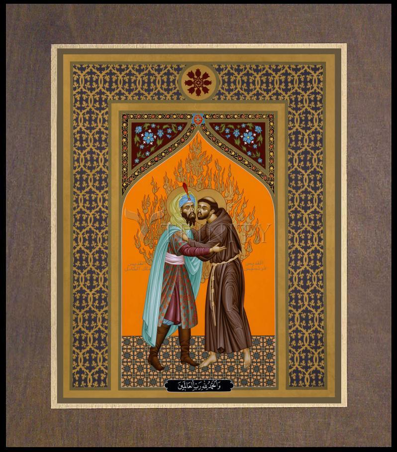 St. Francis and the Sultan - Wood Plaque Premium by Br. Robert Lentz, OFM - Trinity Stores