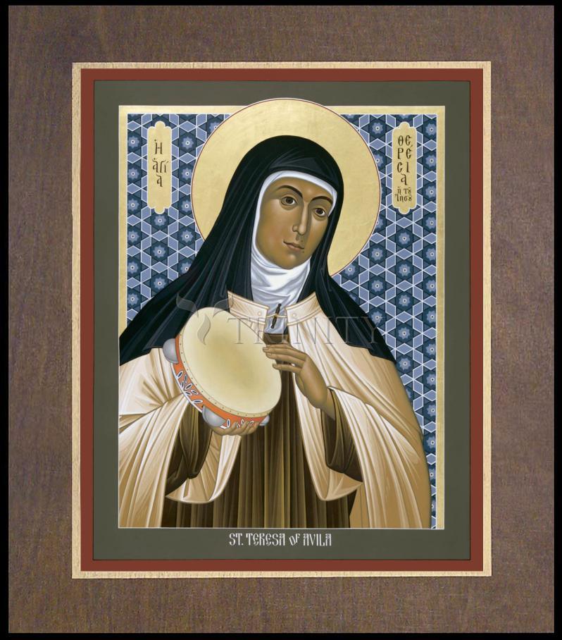 St. Teresa of Avila - Wood Plaque Premium by Br. Robert Lentz, OFM - Trinity Stores