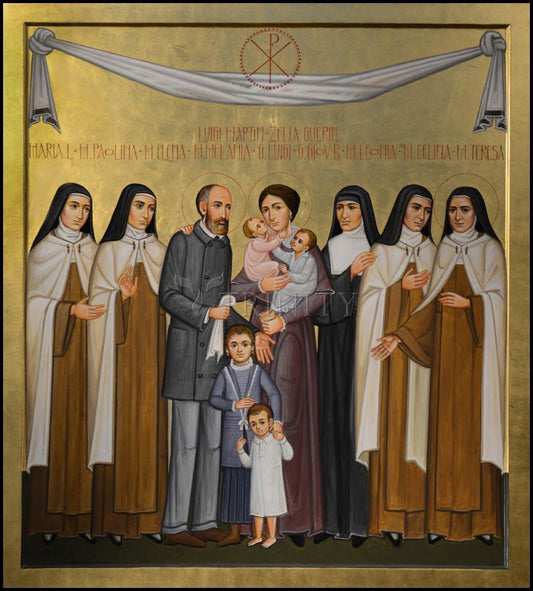 Sts. Louis and Zélie Martin with St. Thérèse of Lisieux and Siblings - Wood Plaque by Br. Robert Lentz, OFM - Trinity Stores