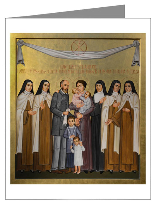 Sts. Louis and Zélie Martin with St. Thérèse of Lisieux and Siblings - Note Card Custom Text by Br. Robert Lentz, OFM - Trinity Stores