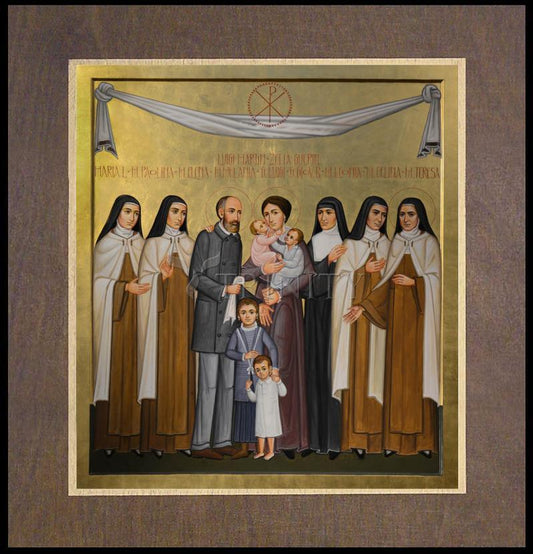 Sts. Louis and Zélie Martin with St. Thérèse of Lisieux and Siblings - Wood Plaque Premium by Br. Robert Lentz, OFM - Trinity Stores