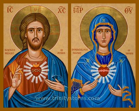 Apr 12 - “Jesus and Mary - Two Hearts” © icon by Joan Cole. - trinitystores