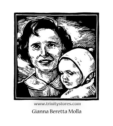 Apr 28 - “St. Gianna Beretta Molla” © artwork by Julie Lonneman.