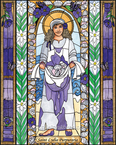 Aug 3 - “St. Lydia Purpuraria” © artwork by Brenda Nippert.