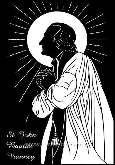 Aug 4 - St. John Baptist Vianney silhouette art by Dan Paulos. - trinitystores