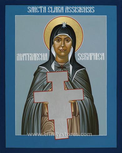 Aug 10 - St. Clare of Assisi: Seraphic Matriarch icon by Br. Robert Lentz, OFM. - trinitystores