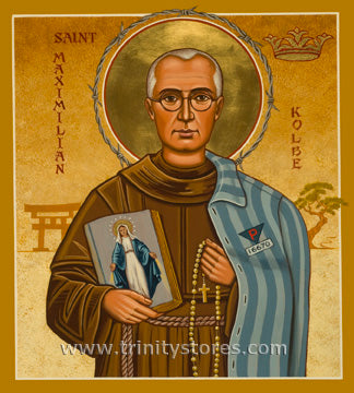 Aug 14 - “St. Maximilian Kolbe” © icon by Joan Cole.